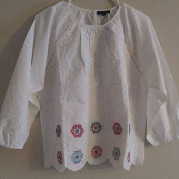 J.Crew Embroidered floral eyelet top-AM639-cotton - Picture 3 of 5